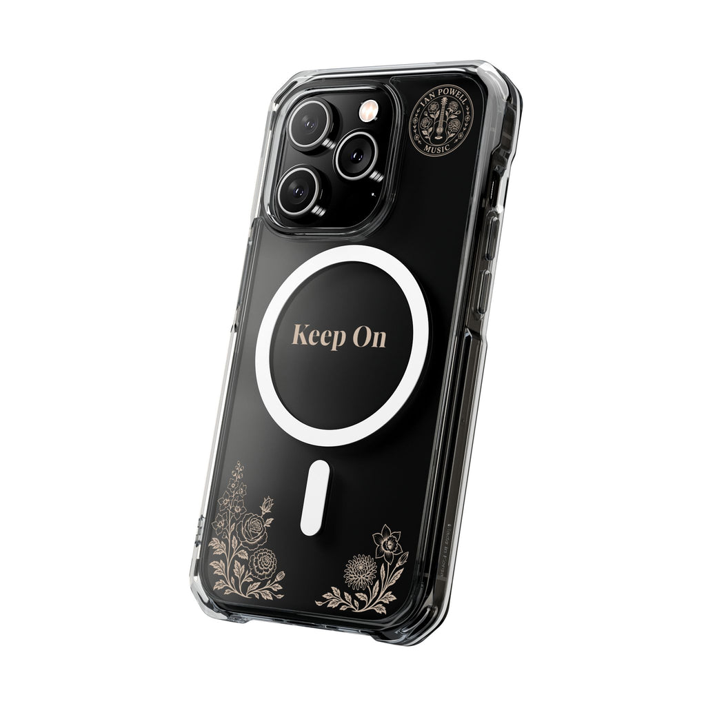 Clear Magnetic Phone Case — "Keep On" Floral Design