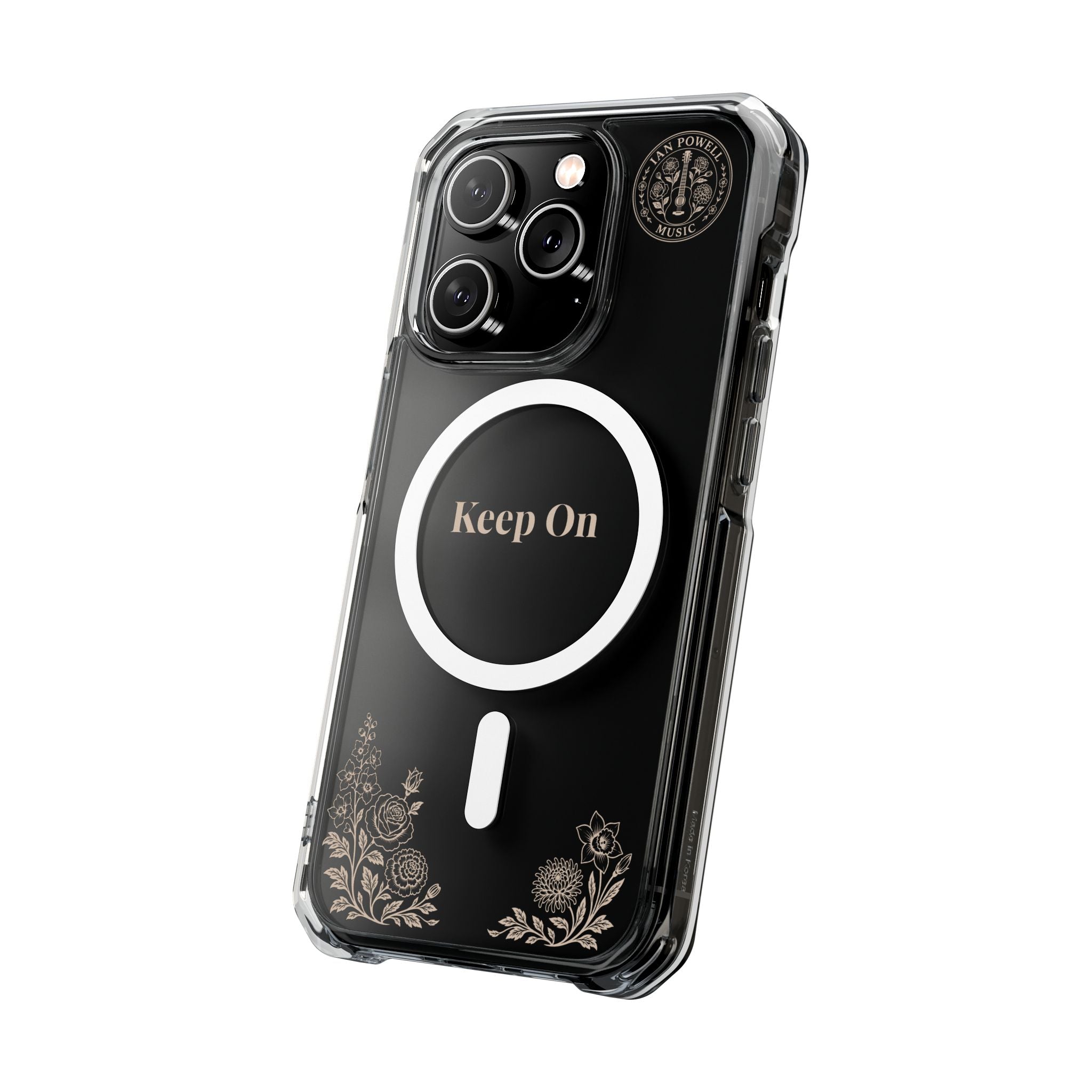 Clear Magnetic Phone Case — "Keep On" Floral Design