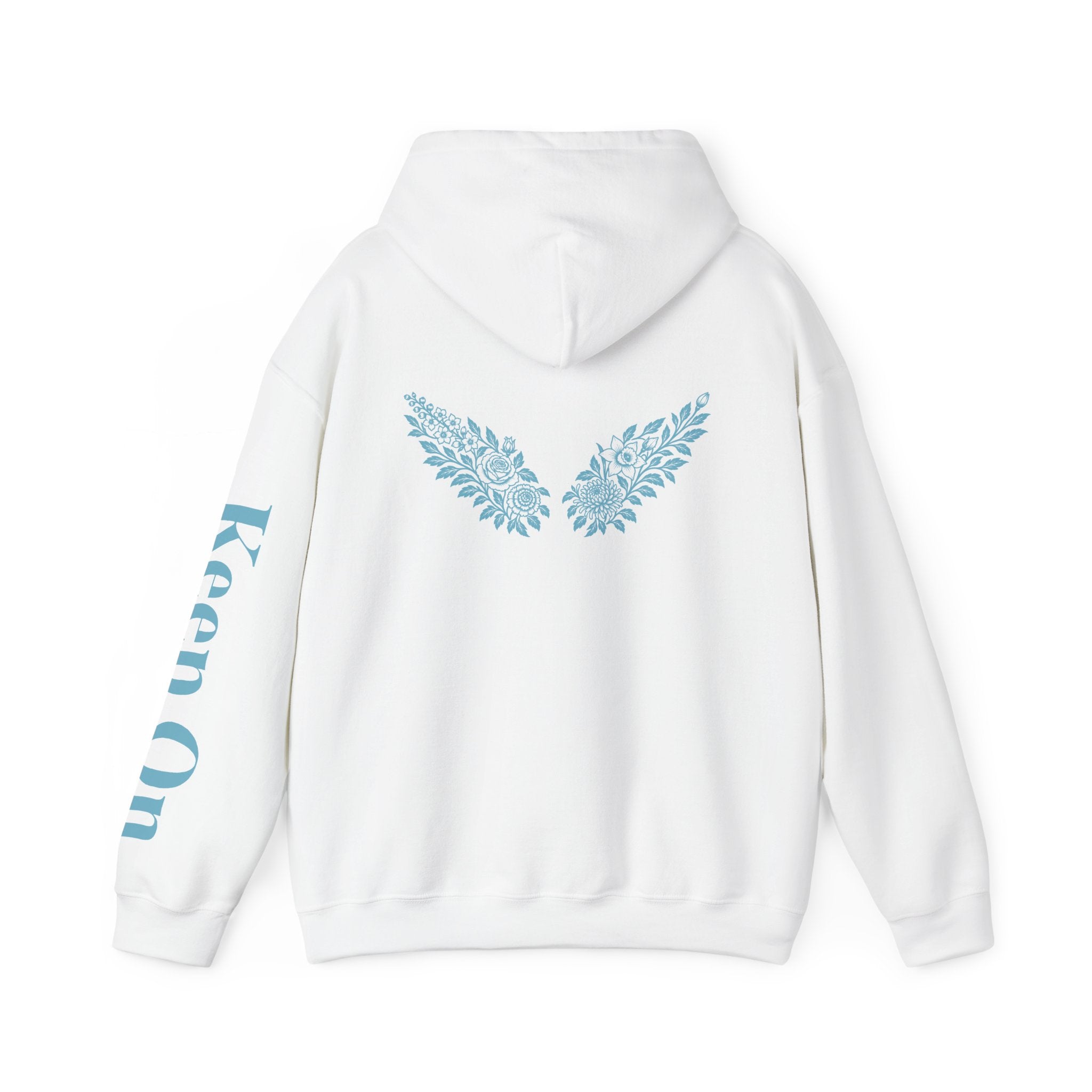 Music Logo Floral Hoodie — "Keep On" Graphic Pullover