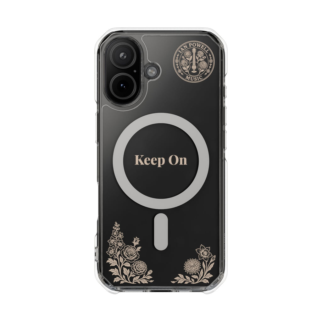 Clear Magnetic Phone Case — "Keep On" Floral Design