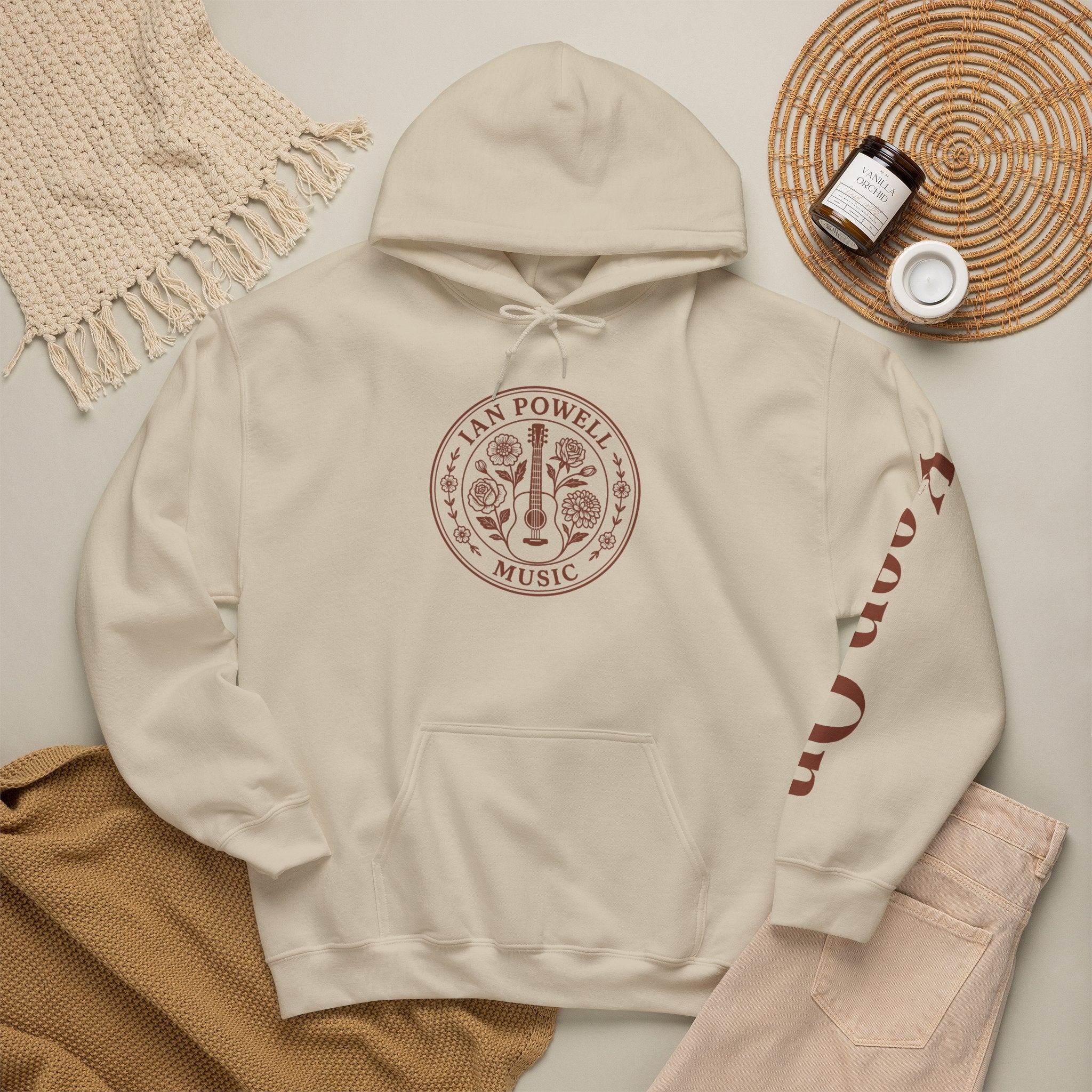 Music Logo Floral Hoodie — "Keep On" Graphic Pullover