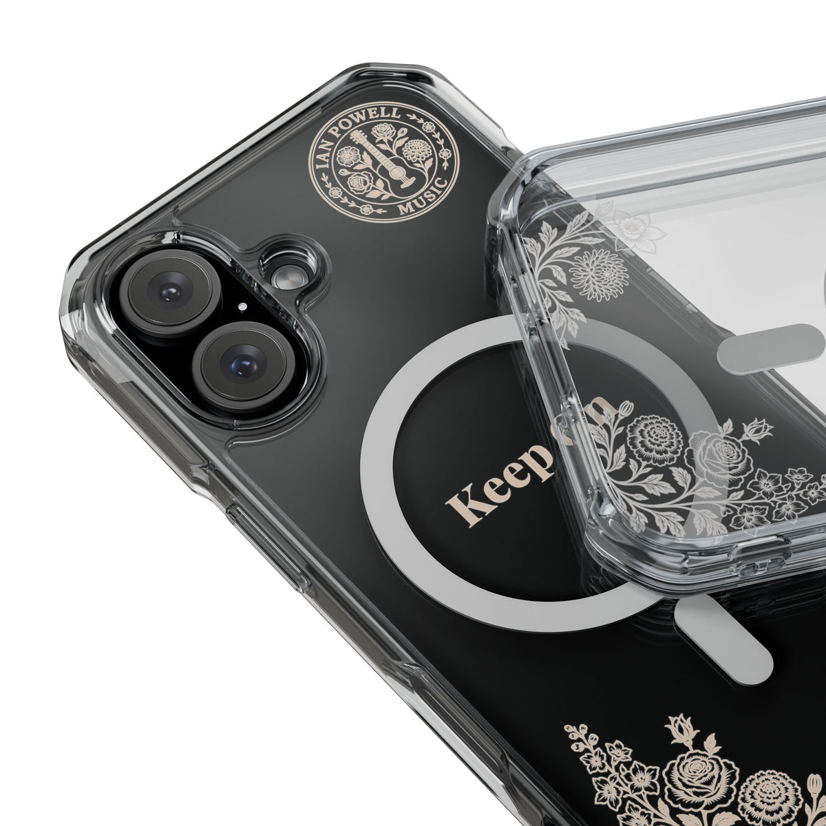 Clear Magnetic Phone Case — "Keep On" Floral Design