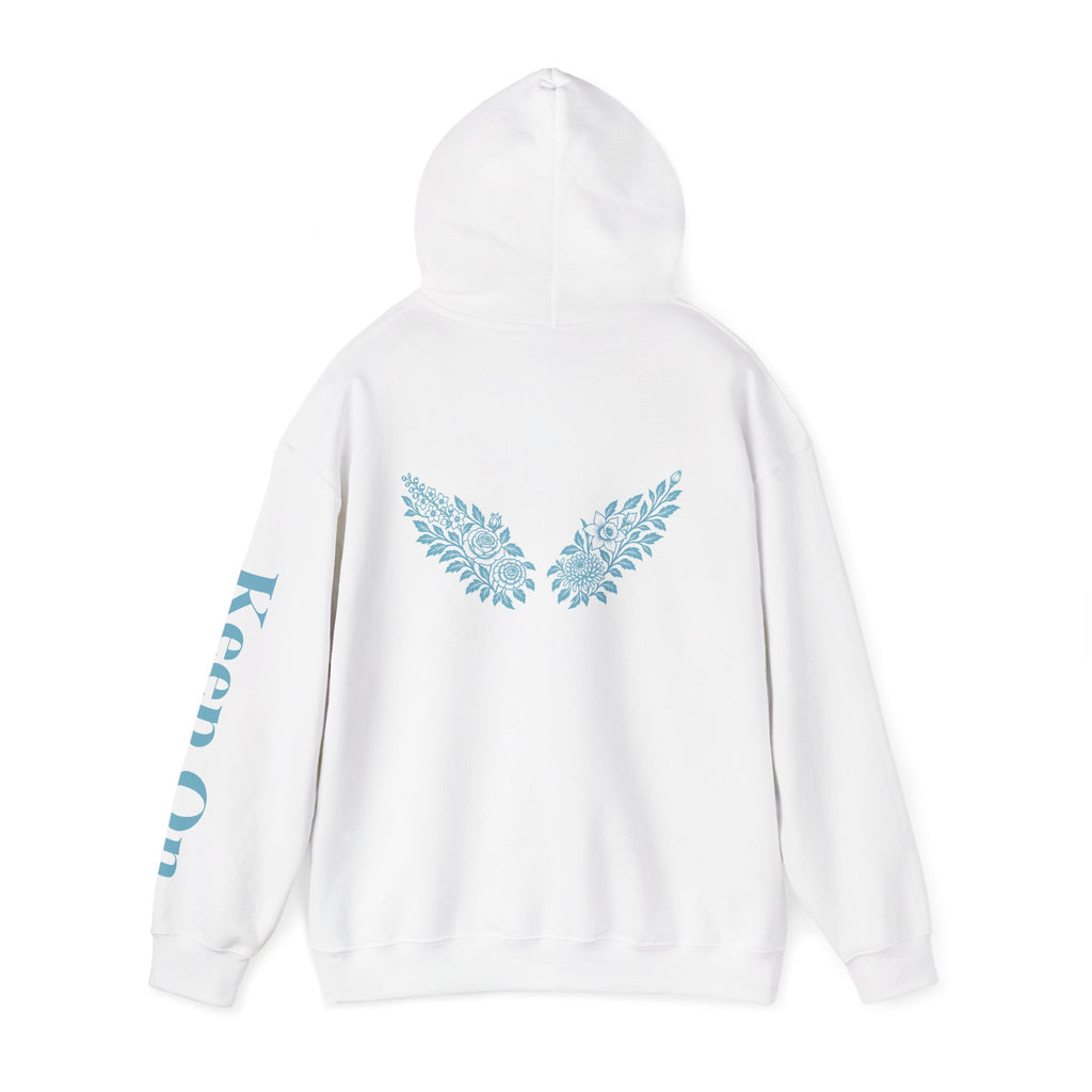 Music Logo Floral Hoodie — "Keep On" Graphic Pullover