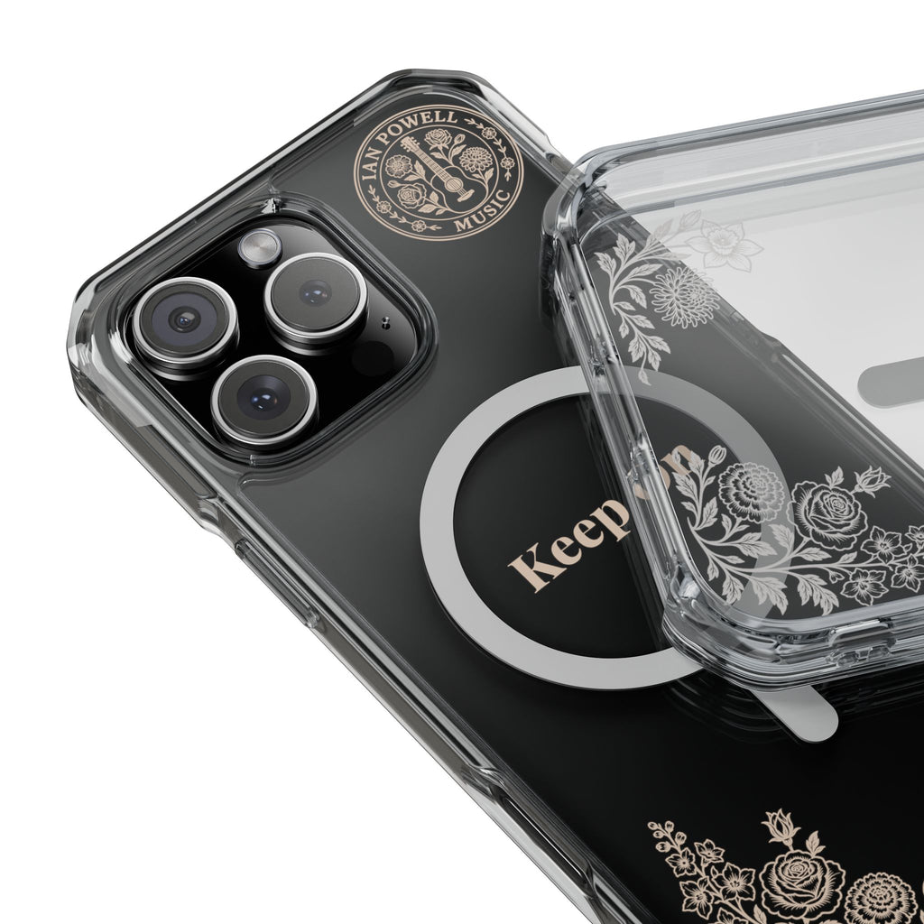 Clear Magnetic Phone Case — "Keep On" Floral Design