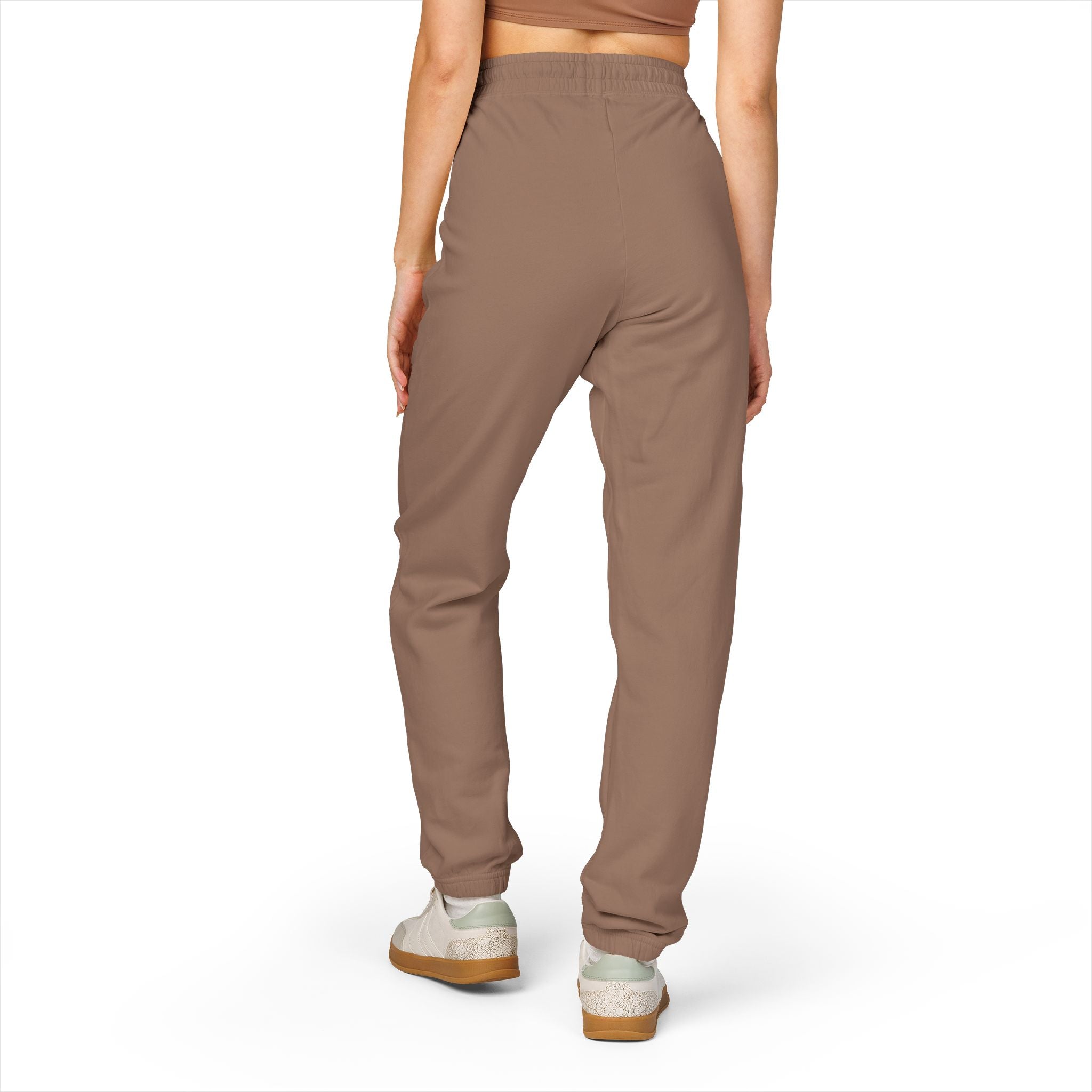 Cream Fleece Sweatpants with Brown Floral Mandala — Cozy Casual Lounge Pants