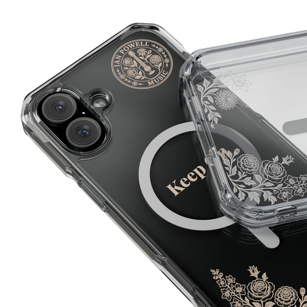 Clear Magnetic Phone Case — "Keep On" Floral Design