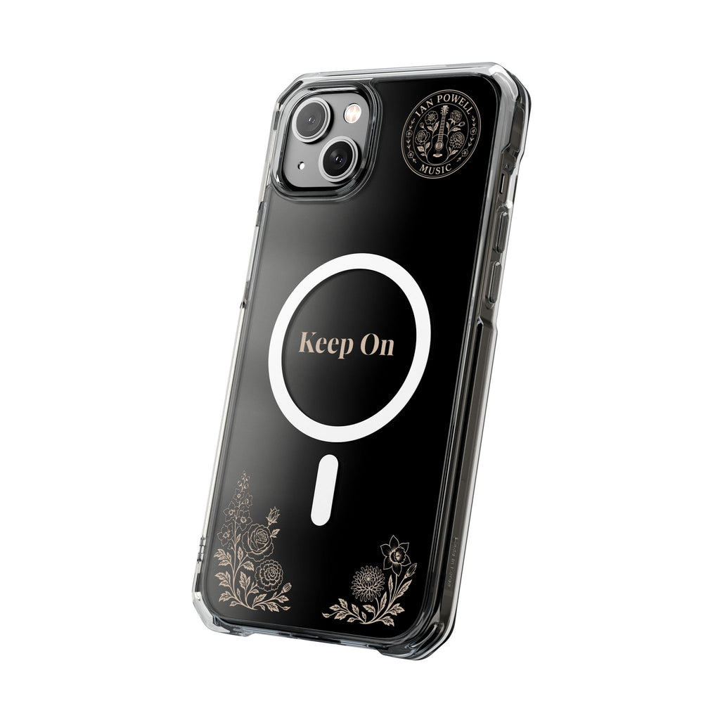 Clear Magnetic Phone Case — "Keep On" Floral Design