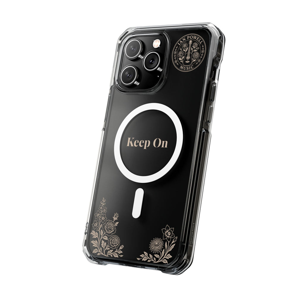 Clear Magnetic Phone Case — "Keep On" Floral Design
