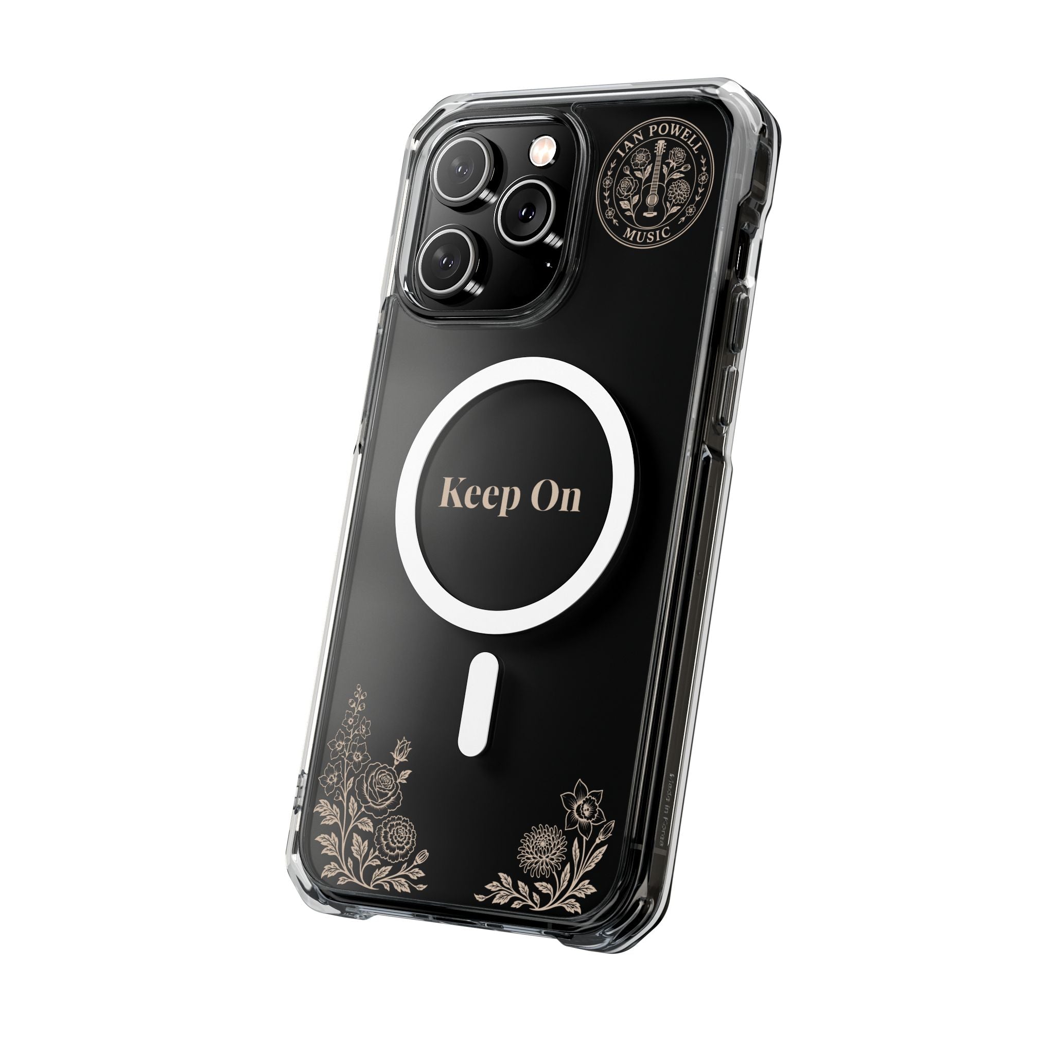 Clear Magnetic Phone Case — "Keep On" Floral Design