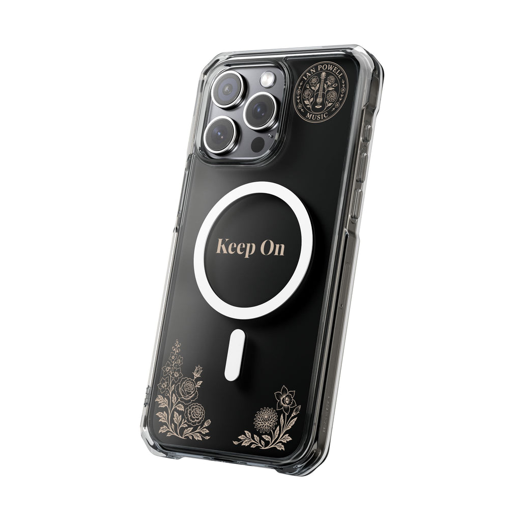 Clear Magnetic Phone Case — "Keep On" Floral Design