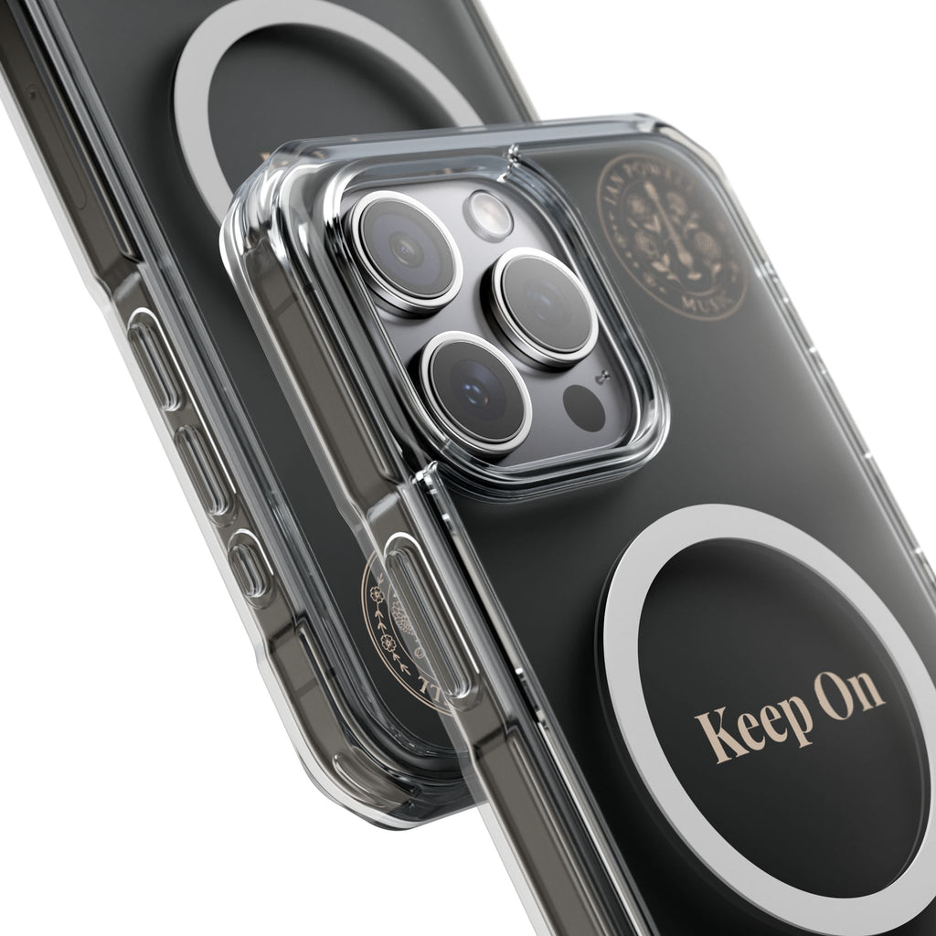 Clear Magnetic Phone Case — "Keep On" Floral Design