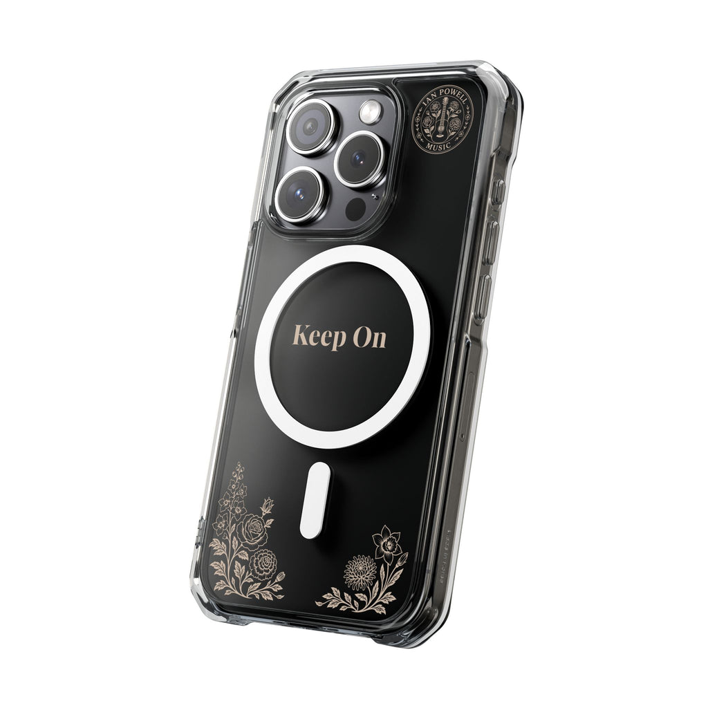 Clear Magnetic Phone Case — "Keep On" Floral Design