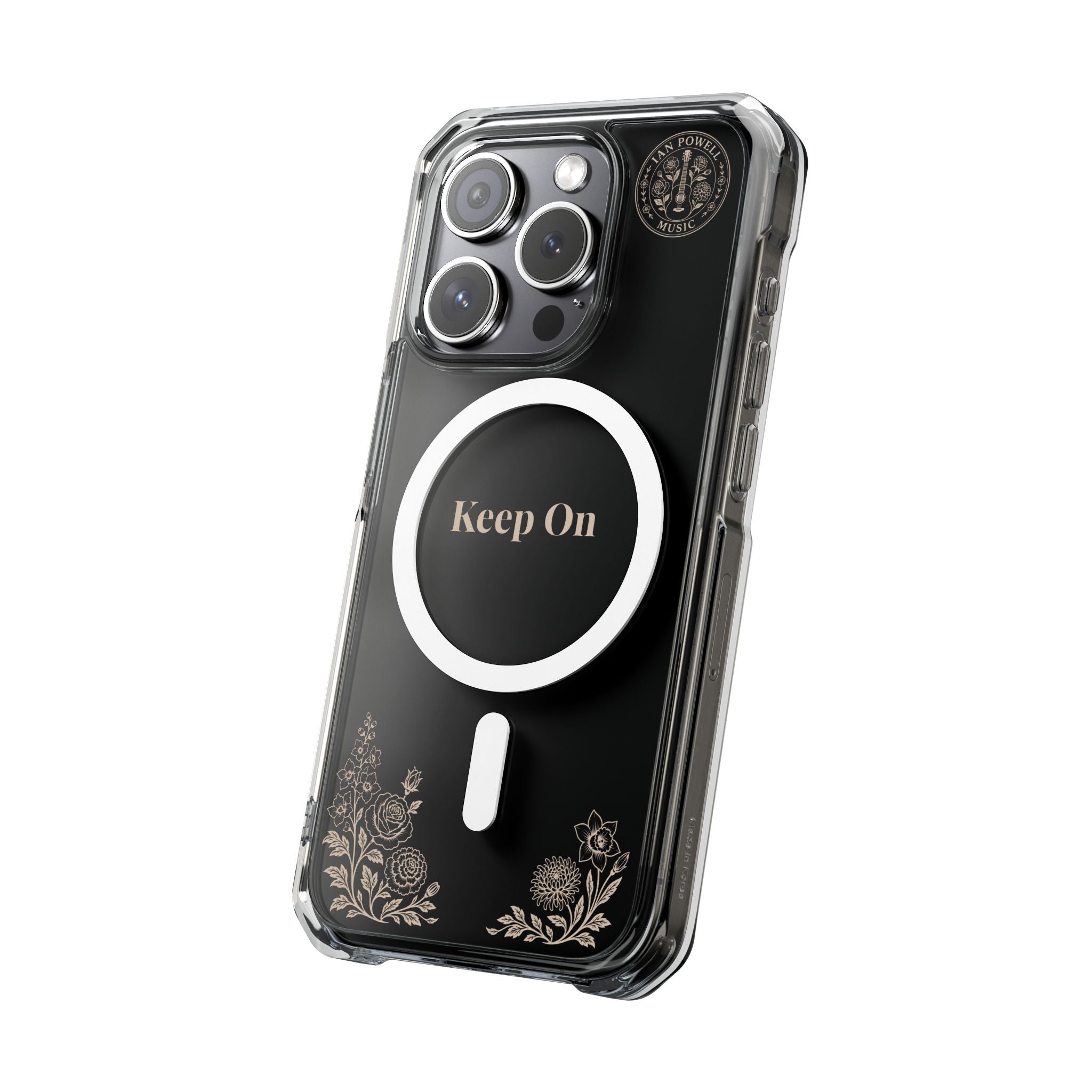 Clear Magnetic Phone Case — "Keep On" Floral Design
