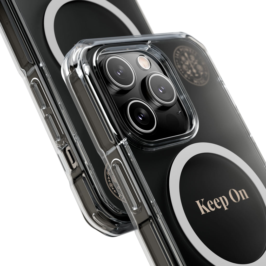 Clear Magnetic Phone Case — "Keep On" Floral Design