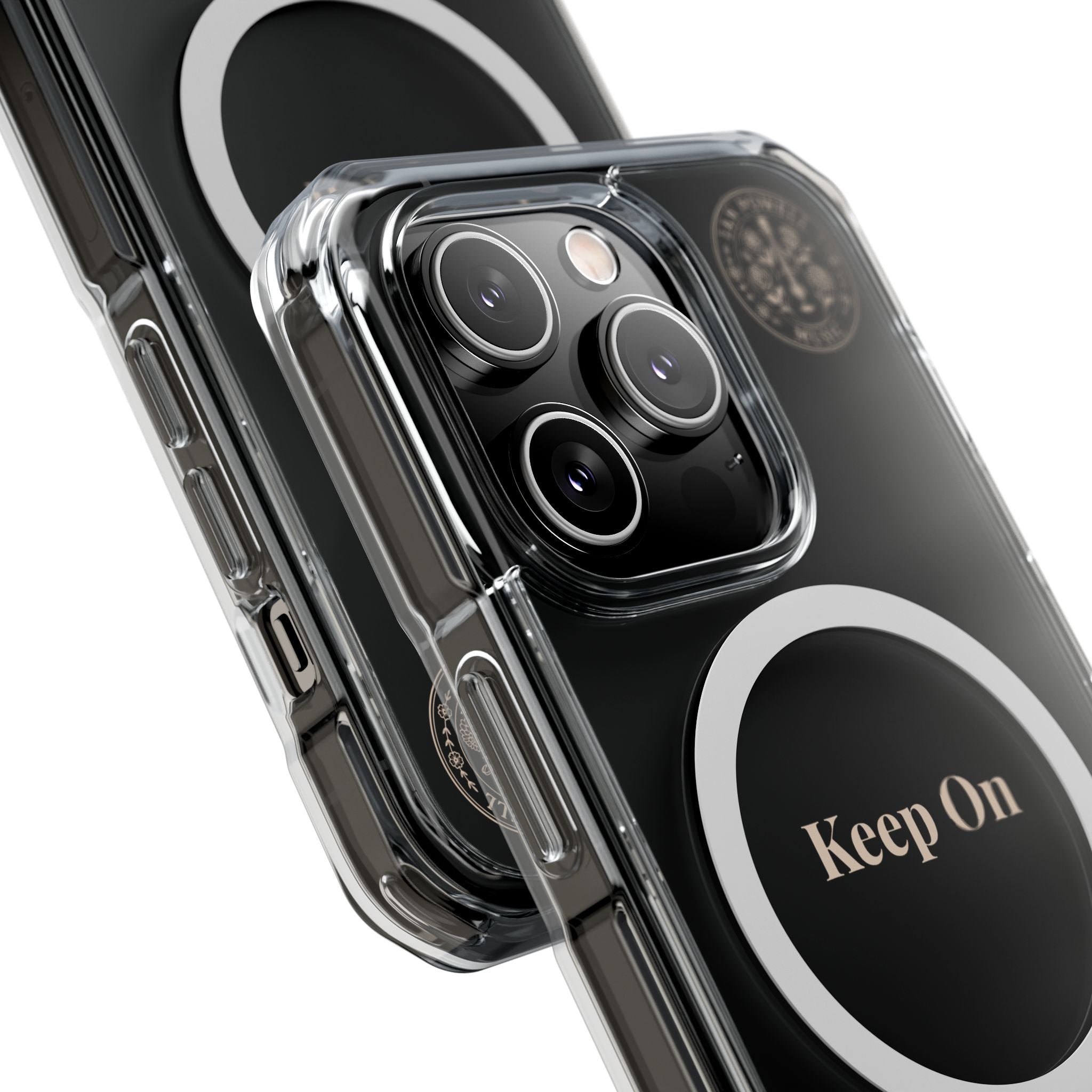 Clear Magnetic Phone Case — "Keep On" Floral Design