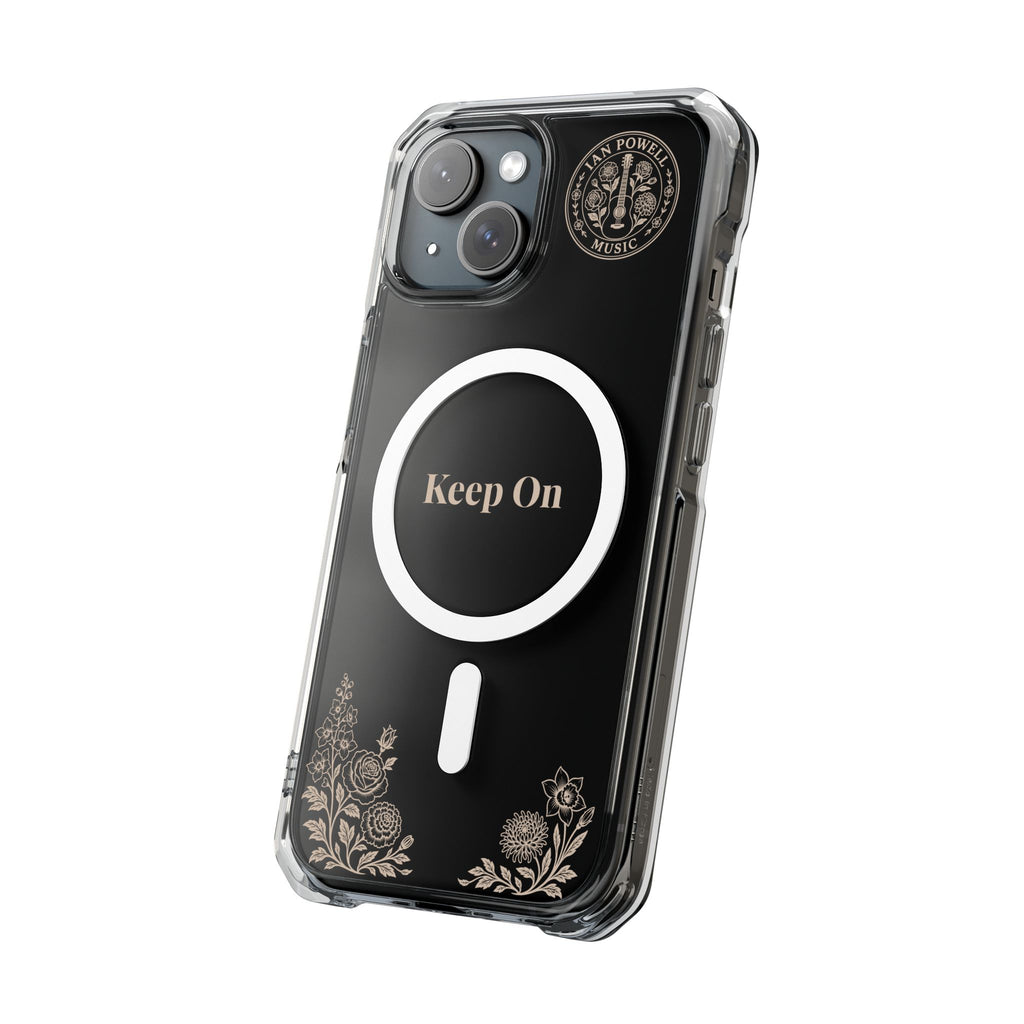 Clear Magnetic Phone Case — "Keep On" Floral Design