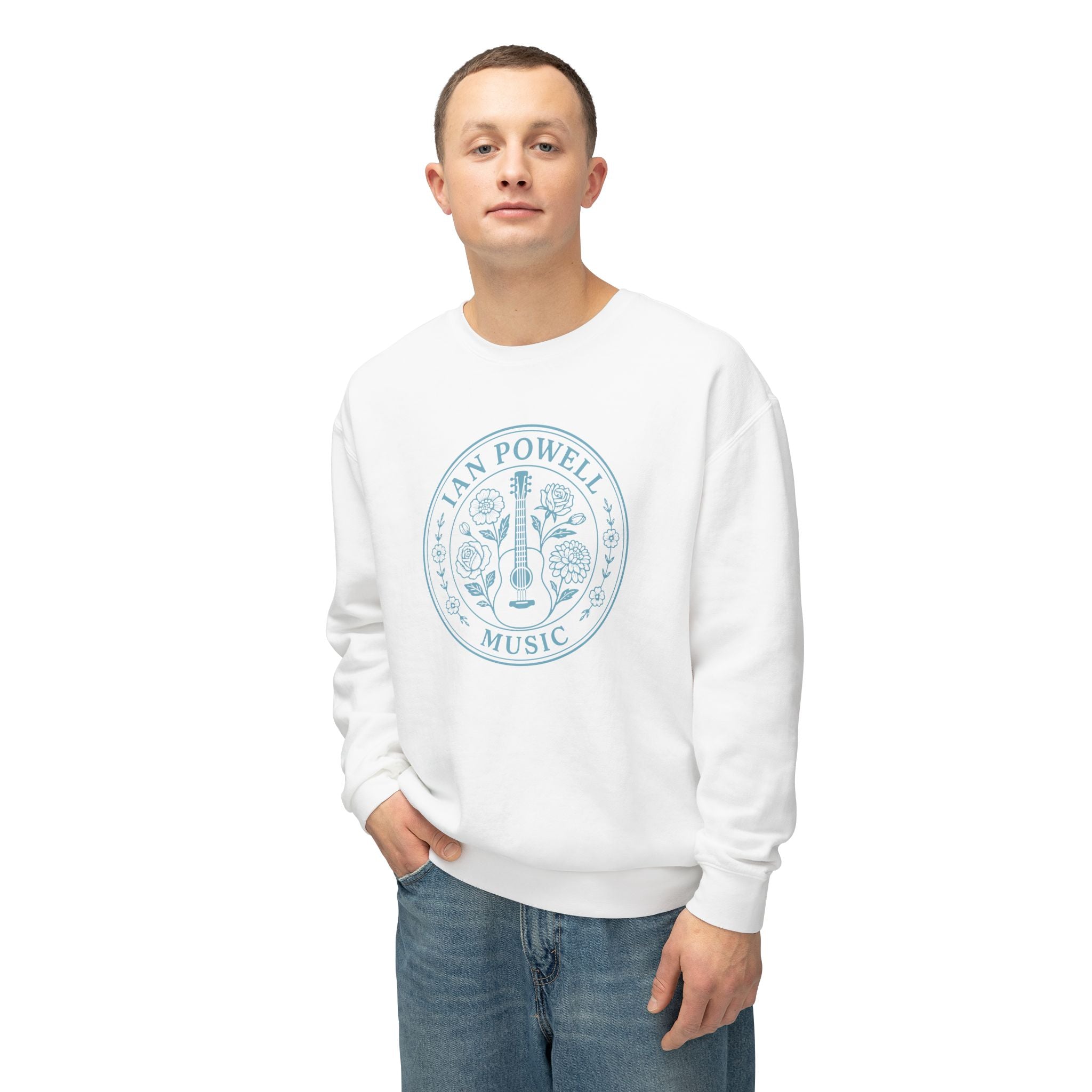 Music Floral Crewneck Sweatshirt — "Ian Powell Music" Logo