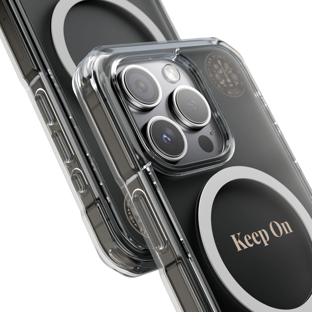 Clear Magnetic Phone Case — "Keep On" Floral Design
