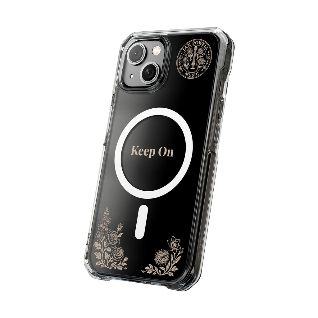 Clear Magnetic Phone Case — "Keep On" Floral Design