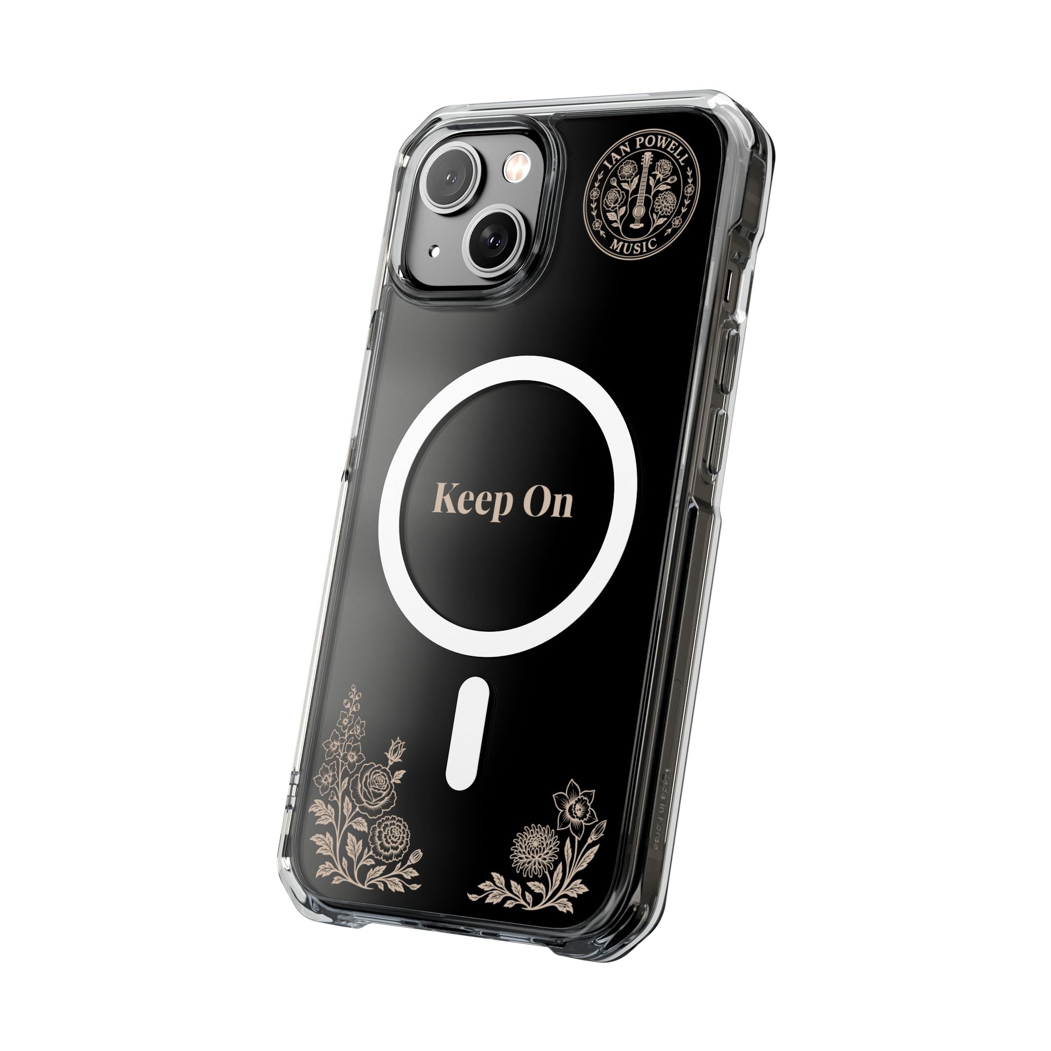 Clear Magnetic Phone Case — "Keep On" Floral Design