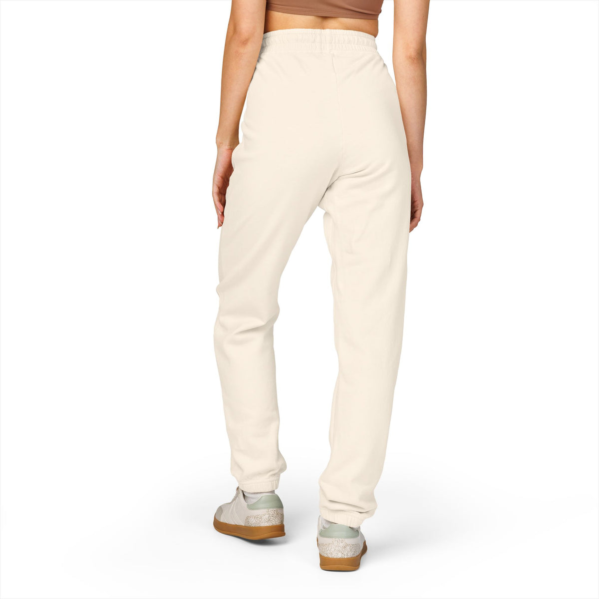Cream Fleece Sweatpants with Brown Floral Mandala — Cozy Casual Lounge Pants